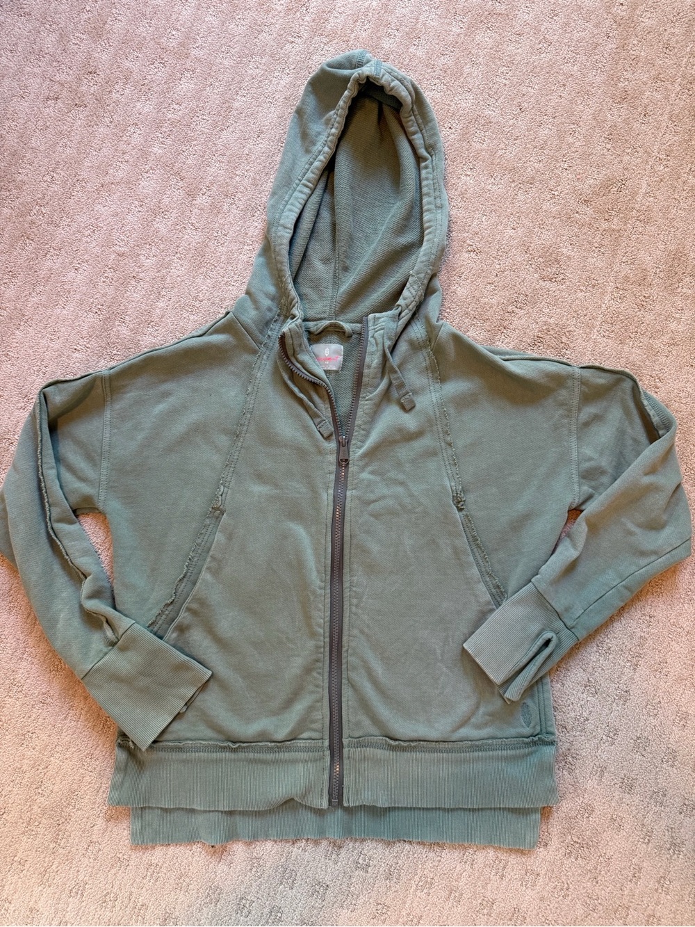Free People movement zip up hoodie in olive green. Size XS